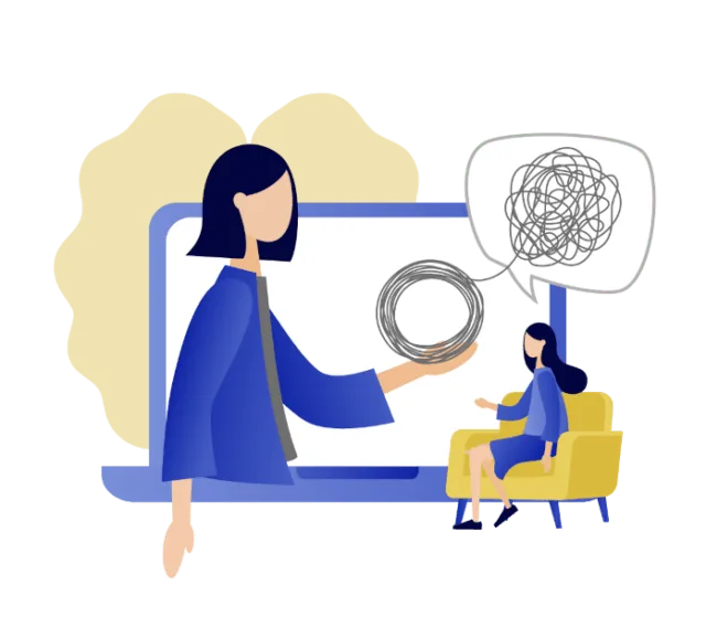 Ilustracja: konsultacja psychologiczna z nastolatkiem