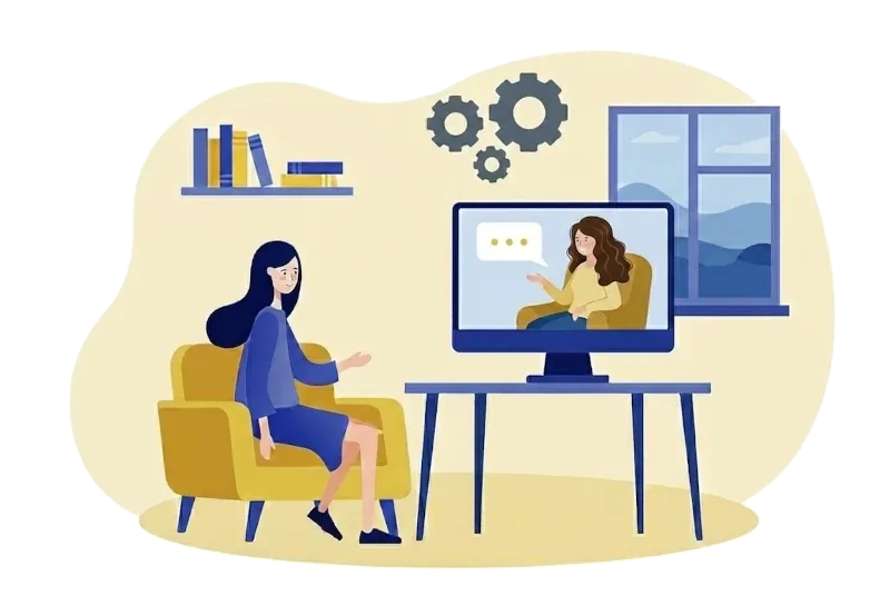 Ilustracja: sesja psychoterapii online przez wideorozmowę